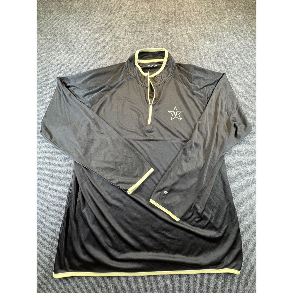Colosseum Vanderbilt Commodores Mens XL Quarter Zip Pullover Black Gold V-Star